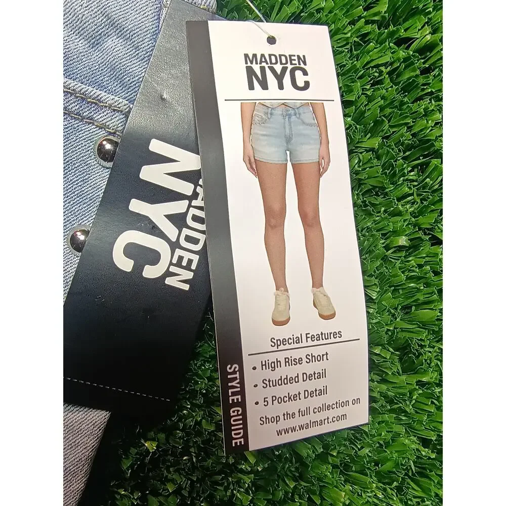 Madden NYC Light Wash Studded Denim Shorts - Size 4 NWT